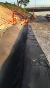 Manta Geotêxtil na Obra Rodoanel Pedreira