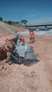 Manta Geotêxtil na Obra Rodoanel Pedreira